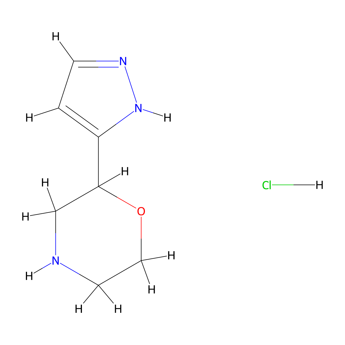 2-(1H-pyrazol-3-yl)morpholine hydrochloride molecular structure, CAS 1361116-47-3