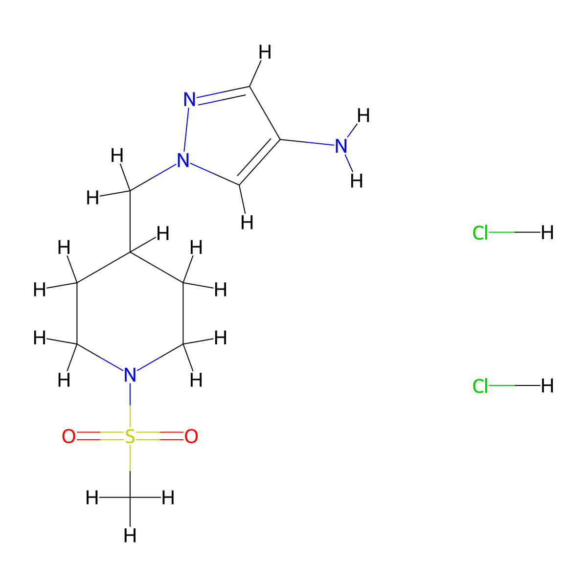 1-((1-(Methylsulfonyl)piperidin-4-yl)methyl)-1H-pyrazol-4-amine dihydrochloride molecular structure, CAS 1361116-49-5