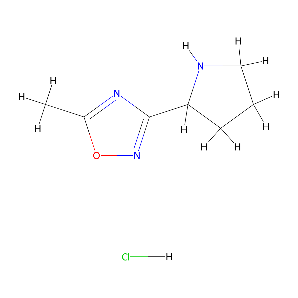 5-Methyl-3-(pyrrolidin-2-yl)-1,2,4-oxadiazole hydrochloride molecular structure, CAS 1361116-53-1
