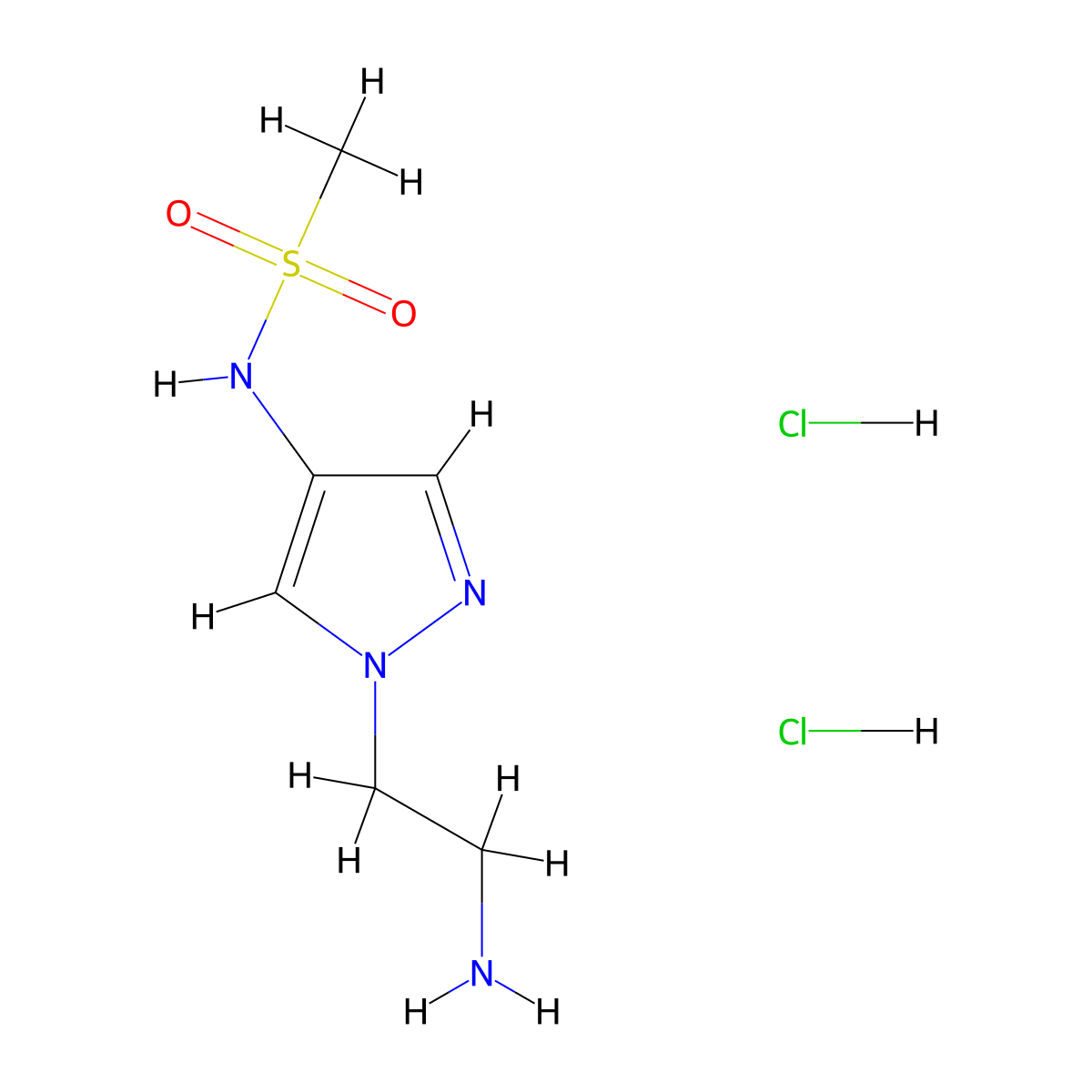 N-[1-(2-Amino-ethyl)-1H-pyrazol-4-yl]-methanesulfonamide dihydrochloride molecular structure, CAS 1361116-54-2
