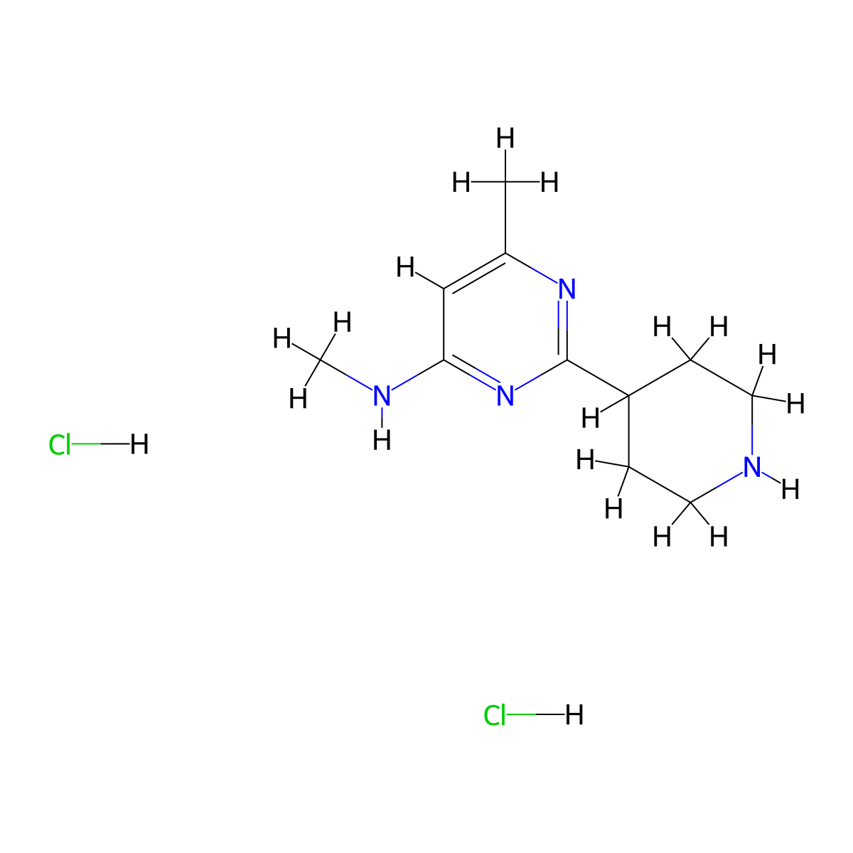 N,6-dimethyl-2-(piperidin-4-yl)pyrimidin-4-amine dihydrochloride molecular structure, CAS 1361116-59-7