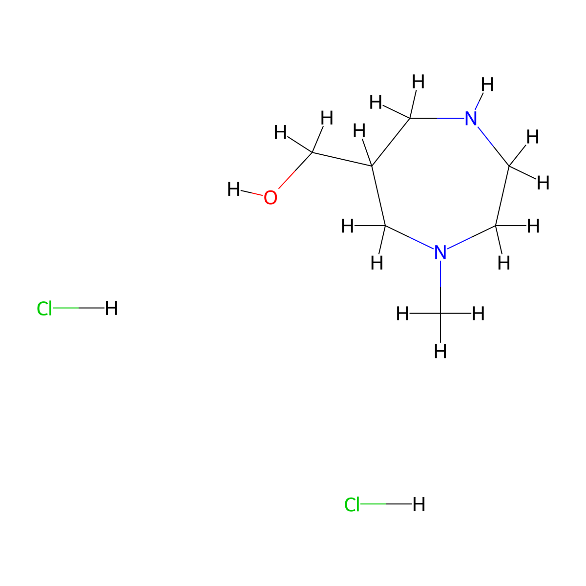 (1-Methyl-1,4-diazepan-6-yl)methanol dihydrochloride molecular structure, CAS 1361116-62-2