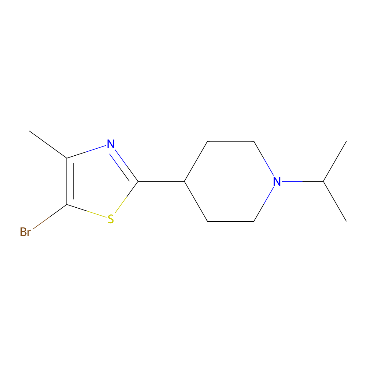 5-Bromo-2-(1-isopropylpiperidin-4-yl)-4-methylthiazole molecular structure, CAS 1361116-64-4