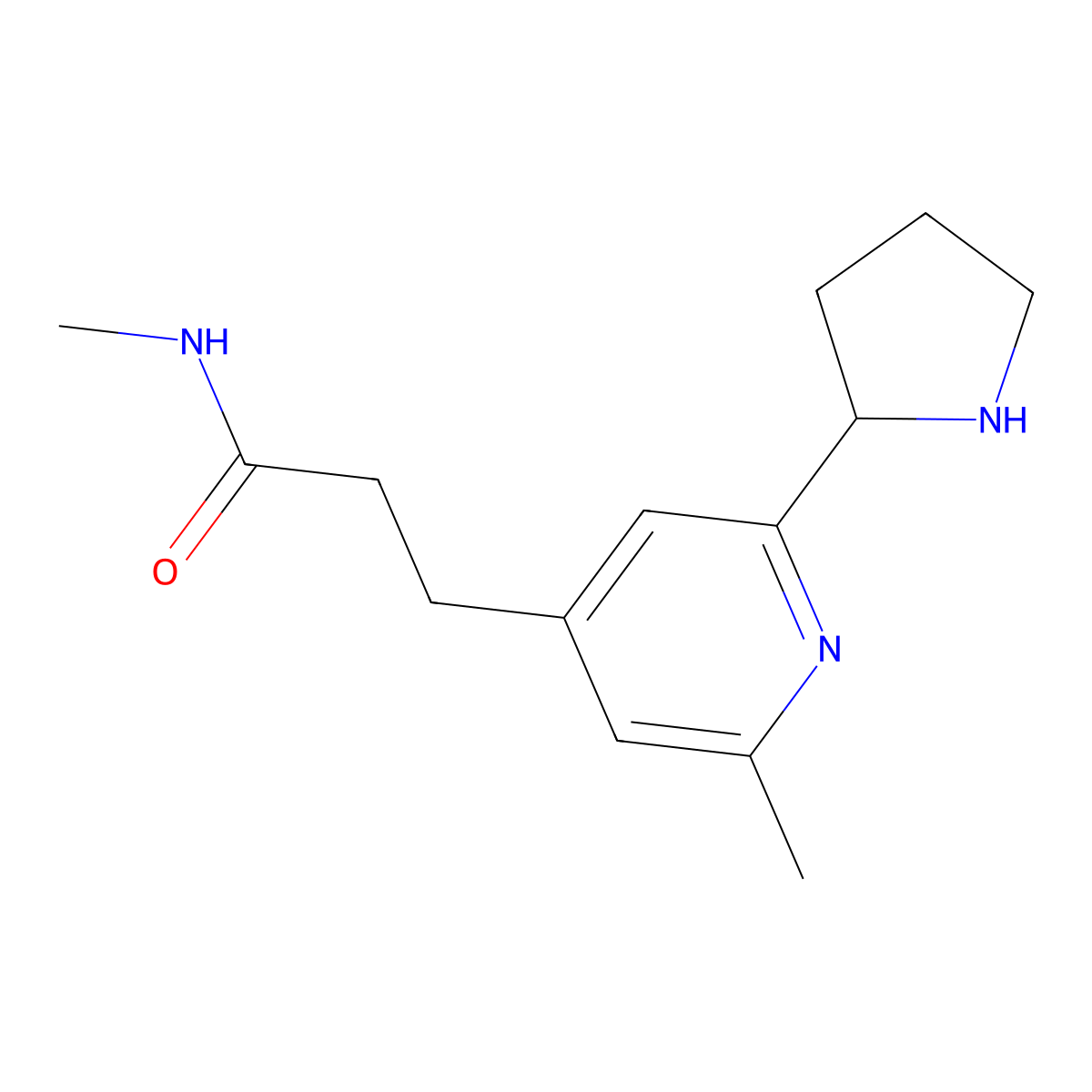 N-Methyl-3-(2-methyl-6-(pyrrolidin-2-yl)pyridin-4-yl)propanamide molecular structure, CAS 1361116-66-6