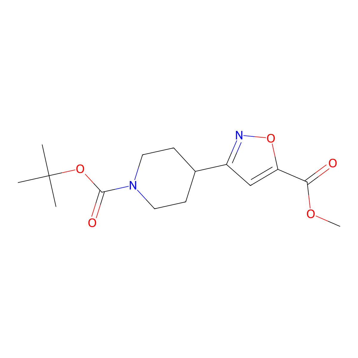 4-(5-Methoxycarbonyl-isoxazol-3-yl)-piperidine-1-carboxylic acid tert-butyl ester molecular structure, CAS 1361116-68-8