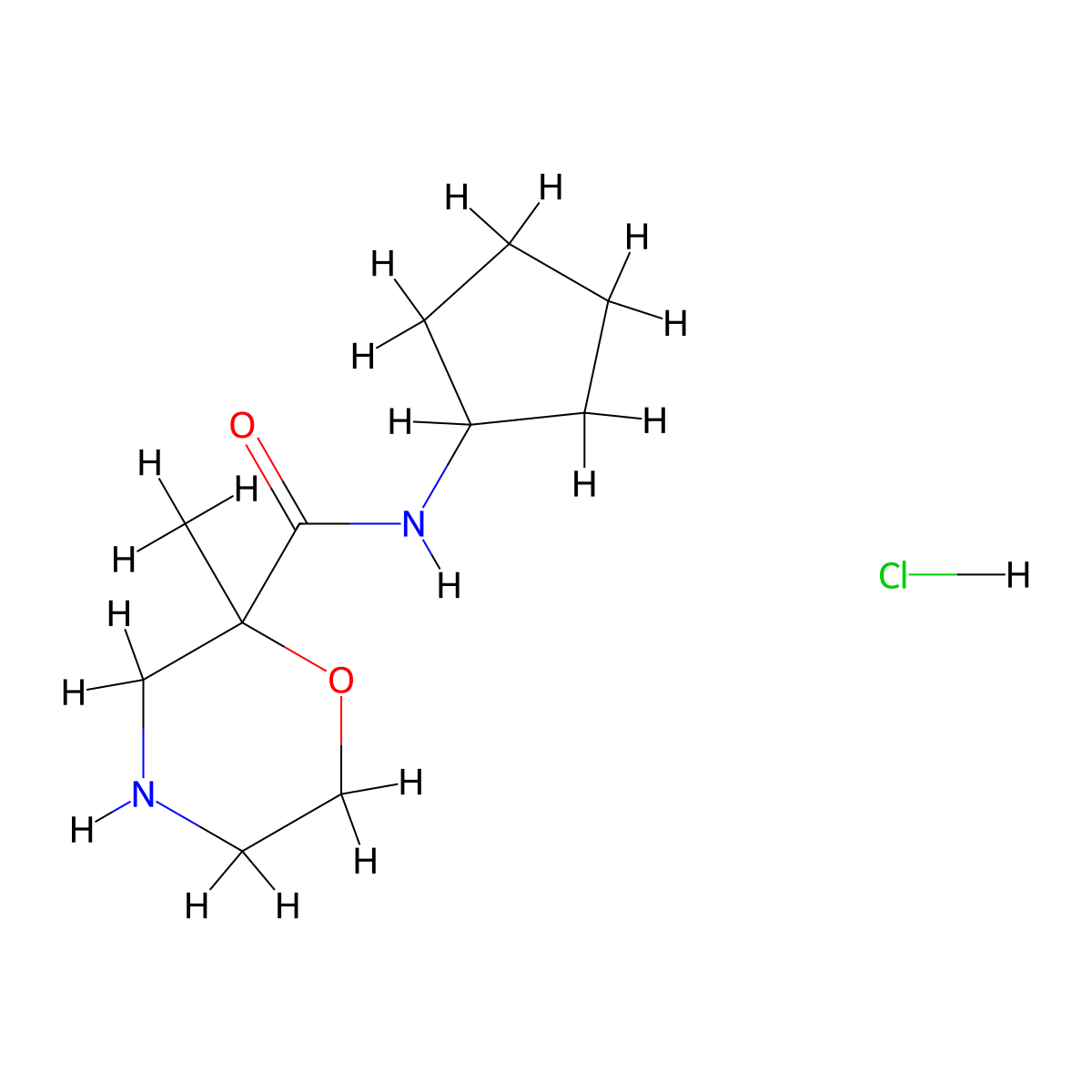 N-cyclopentyl-2-methylmorpholine-2-carboxamide hydrochloride molecular structure, CAS 1361116-76-8