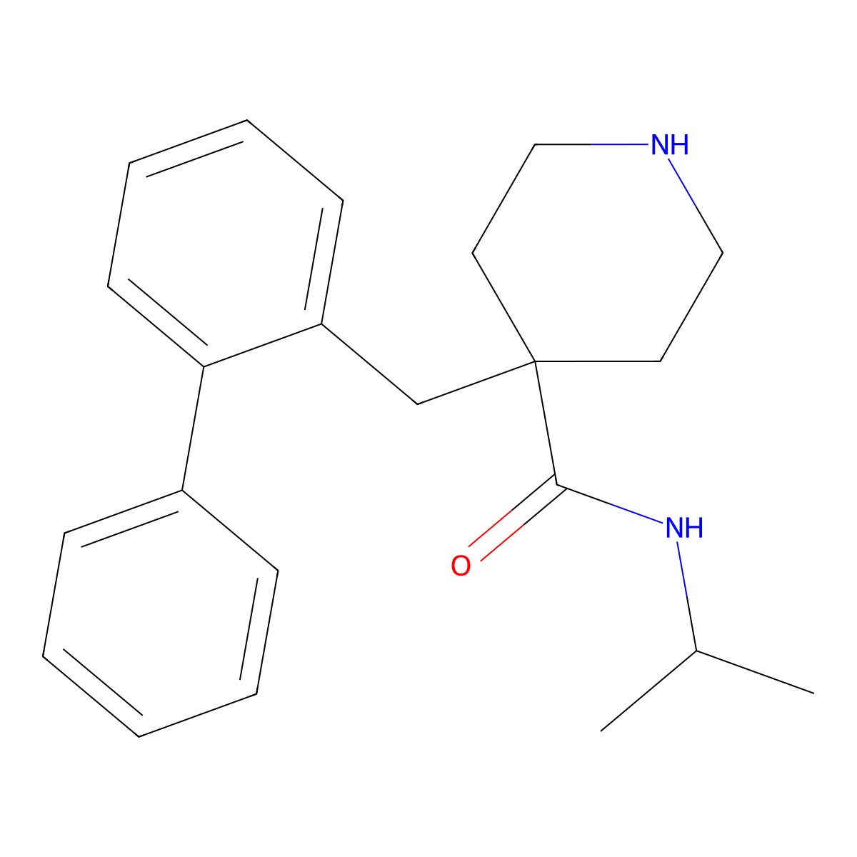 4-Biphenyl-2-ylmethyl-piperidine-4-carboxylic acid isopropylamide molecular structure, CAS 1361116-77-9