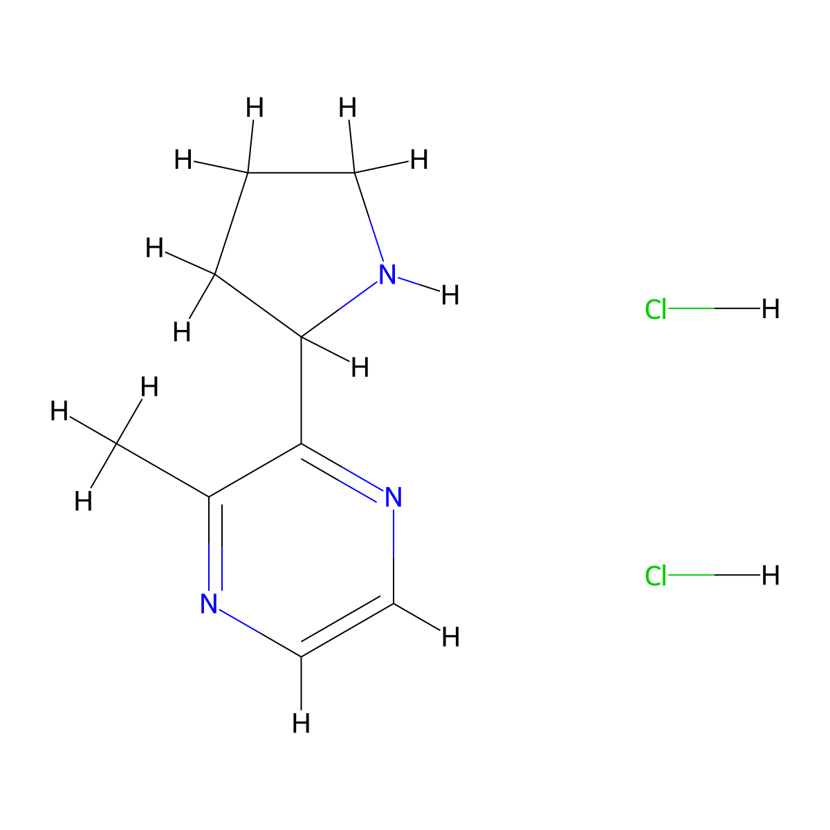 2-Methyl-3-(pyrrolidin-2-yl)pyrazine dihydrochloride molecular structure, CAS 1361116-87-1