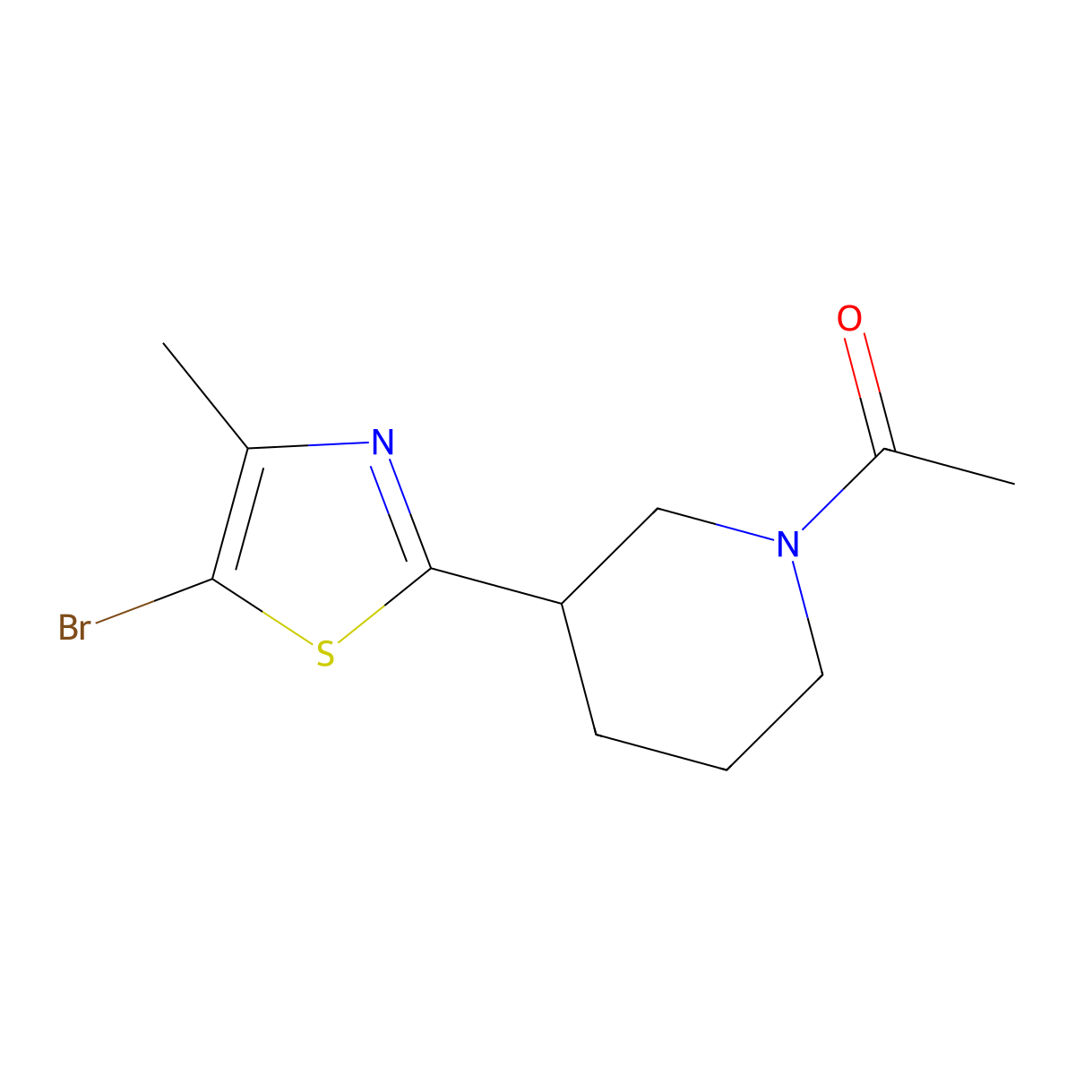1-(3-(5-Bromo-4-methylthiazol-2-yl)piperidin-1-yl)ethanone molecular structure, CAS 1361116-89-3