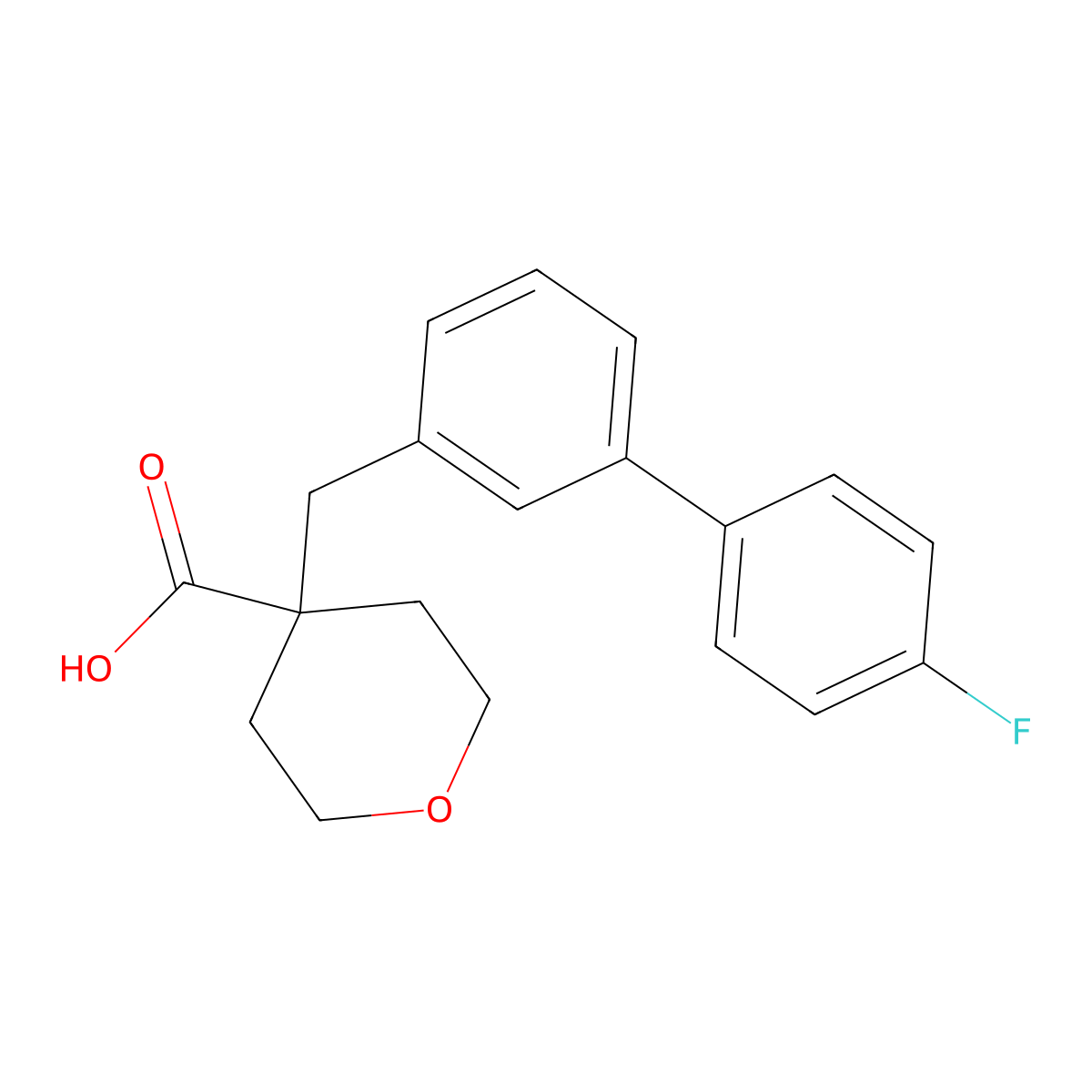4-[[3-(4-Fluorophenyl)phenyl]methyl]oxane-4-carboxylic acid molecular structure, CAS 1361116-92-8
