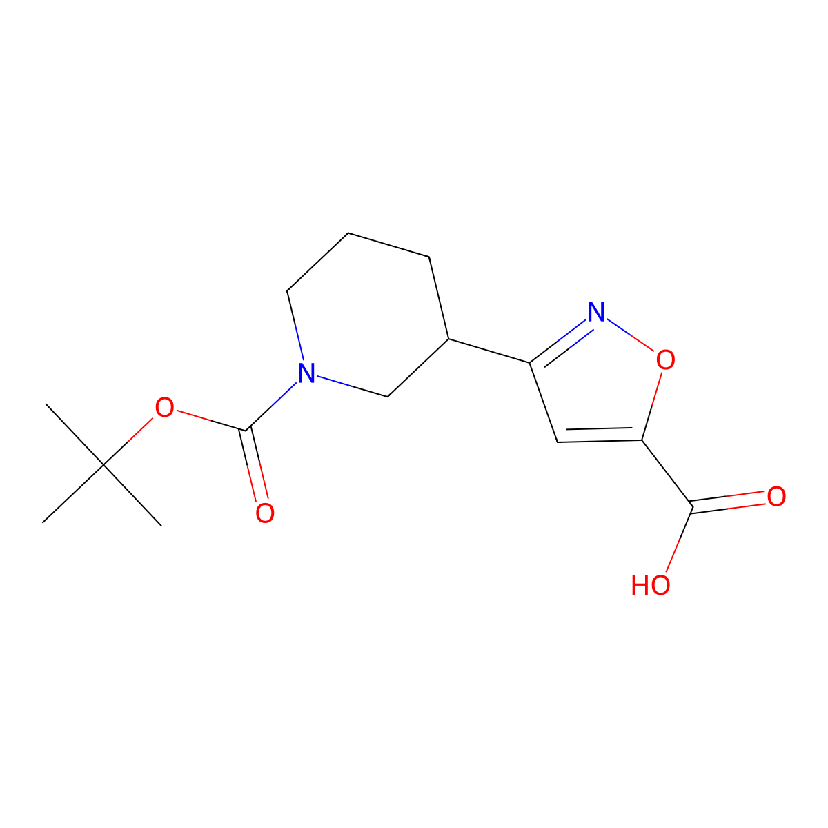 3-(1-((Tert-butoxy)carbonyl)piperidin-3-yl)-1,2-oxazole-5-carboxylic acid molecular structure, CAS 1361116-93-9