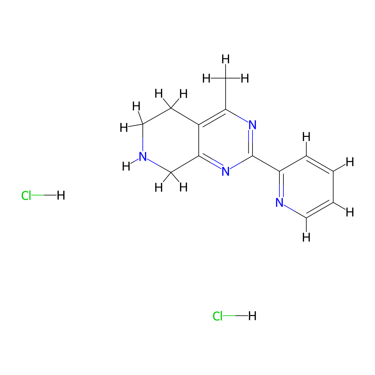 4-Methyl-2-pyridin-2-yl-5,6,7,8-tetrahydro-pyrido[3,4-d]pyrimidine dihydrochloride molecular structure, CAS 1361116-94-0