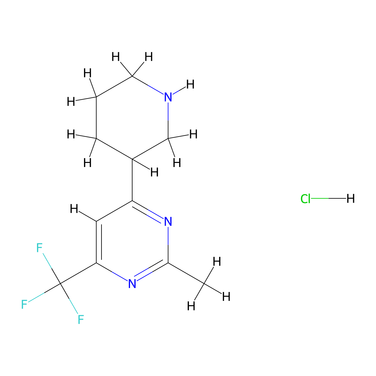 2-Methyl-4-(piperidin-3-yl)-6-(trifluoromethyl)pyrimidine hydrochloride molecular structure, CAS 1361116-99-5