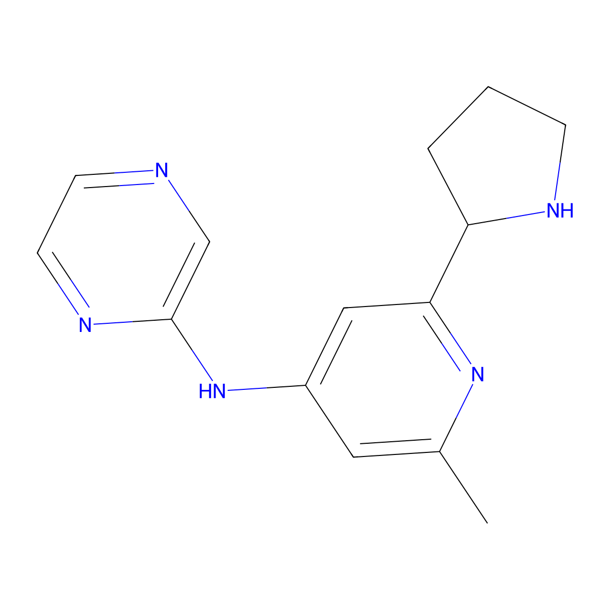 (2-Methyl-6-pyrrolidin-2-yl-pyridin-4-yl)-pyrazin-2-yl-amine molecular structure, CAS 1361118-52-6