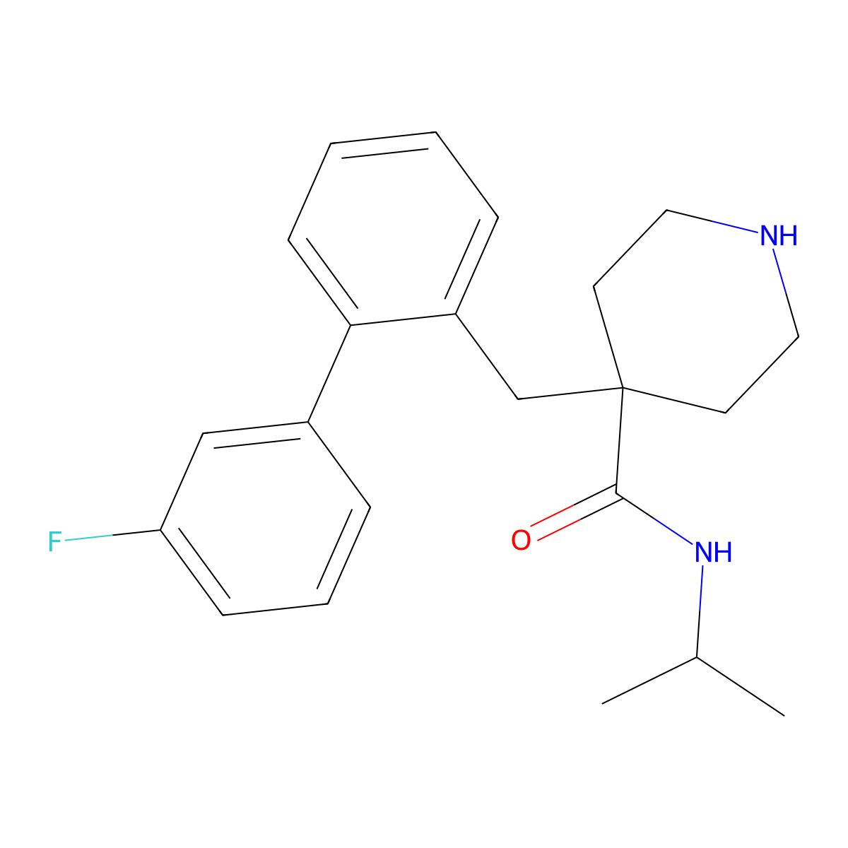 4-(3'-Fluoro-biphenyl-2-ylmethyl)-piperidine-4-carboxylic acid isopropylamide molecular structure, CAS 1361118-54-8