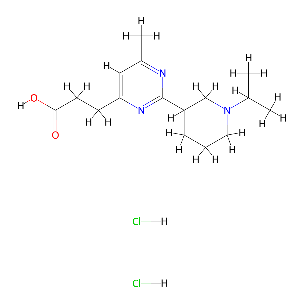3-[2-(1-Isopropyl-piperidin-3-yl)-6-methyl-pyrimidin-4-yl]-propionic acid dihydrochloride molecular structure, CAS 1361118-60-6
