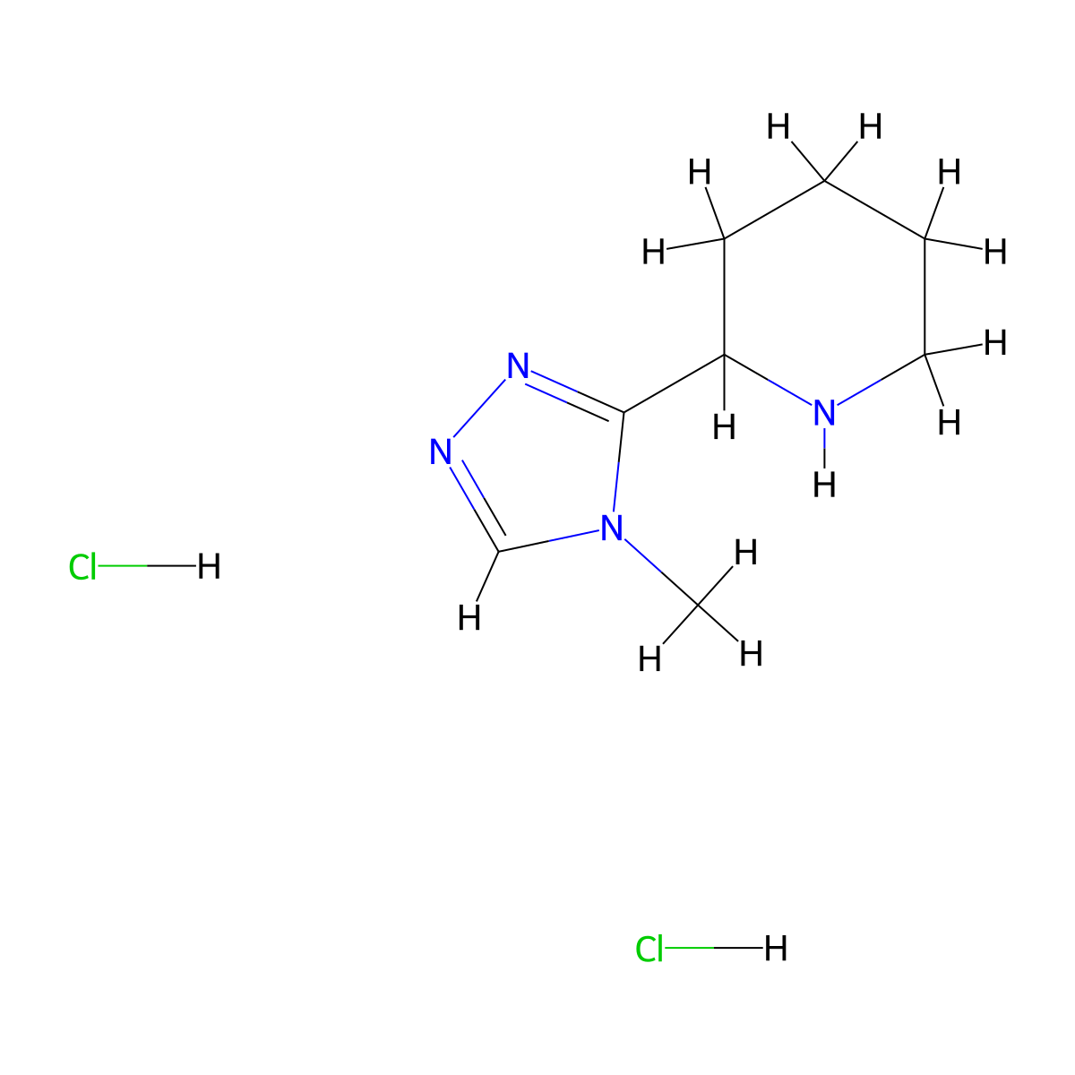 2-(4-Methyl-4H-1,2,4-triazol-3-yl)piperidine dihydrochloride molecular structure, CAS 1361118-67-3