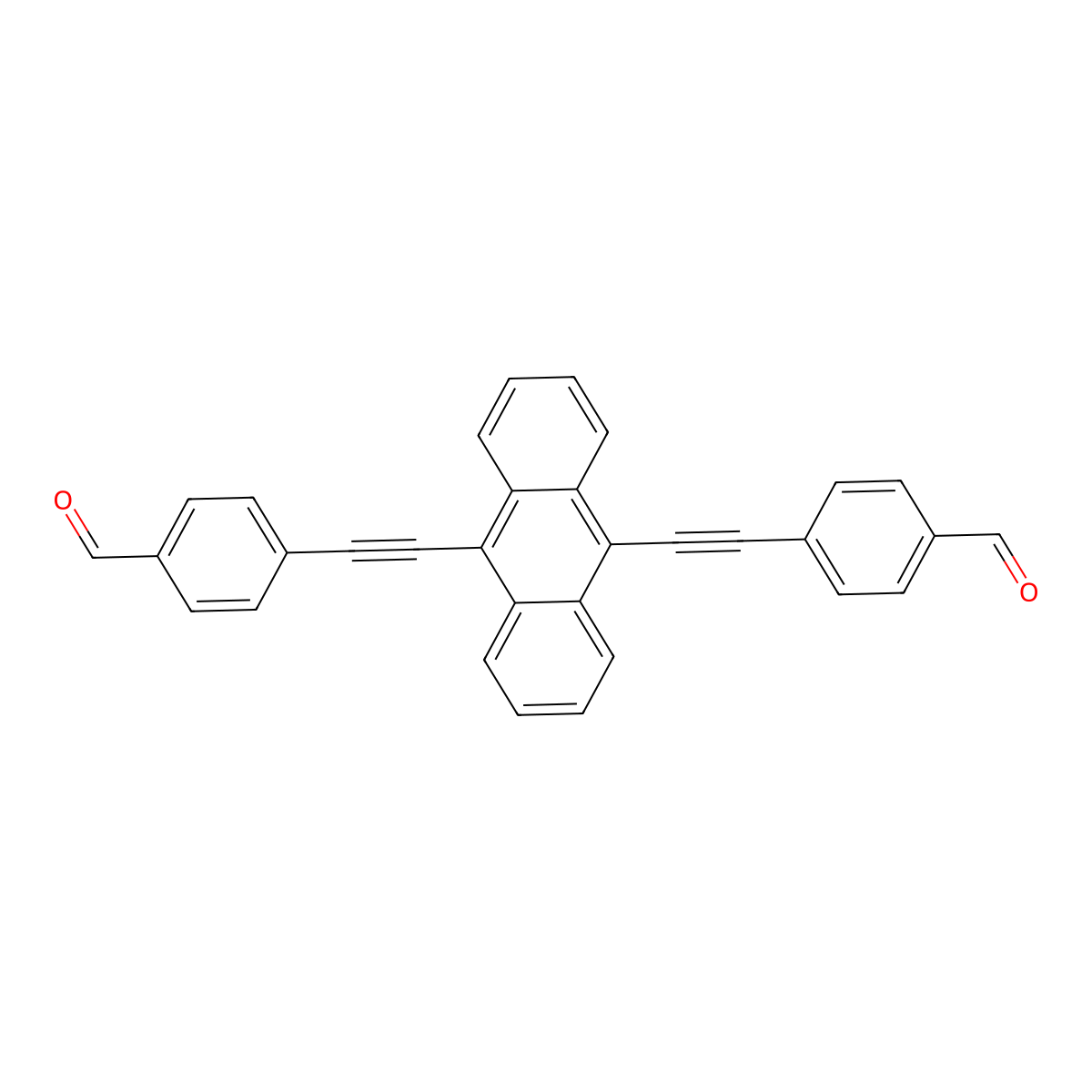 4,4'-(Anthracene-9,10-diylbis(ethyne-2,1-diyl))dibenzaldehyde molecular structure, CAS 1361119-48-3