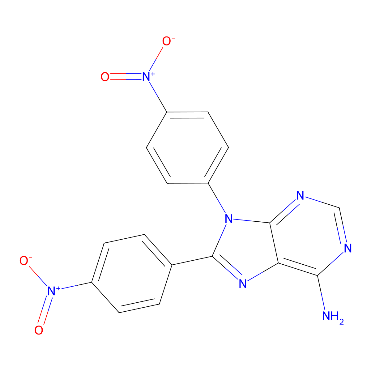 9H-Purin-6-amine, 8,9-bis(4-nitrophenyl)- molecular structure, CAS 136112-71-5