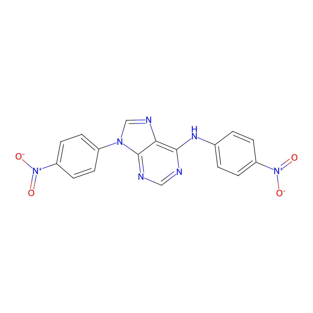 N,9-Bis(p-nitrophenyl)adenine molecular structure, CAS 136112-72-6