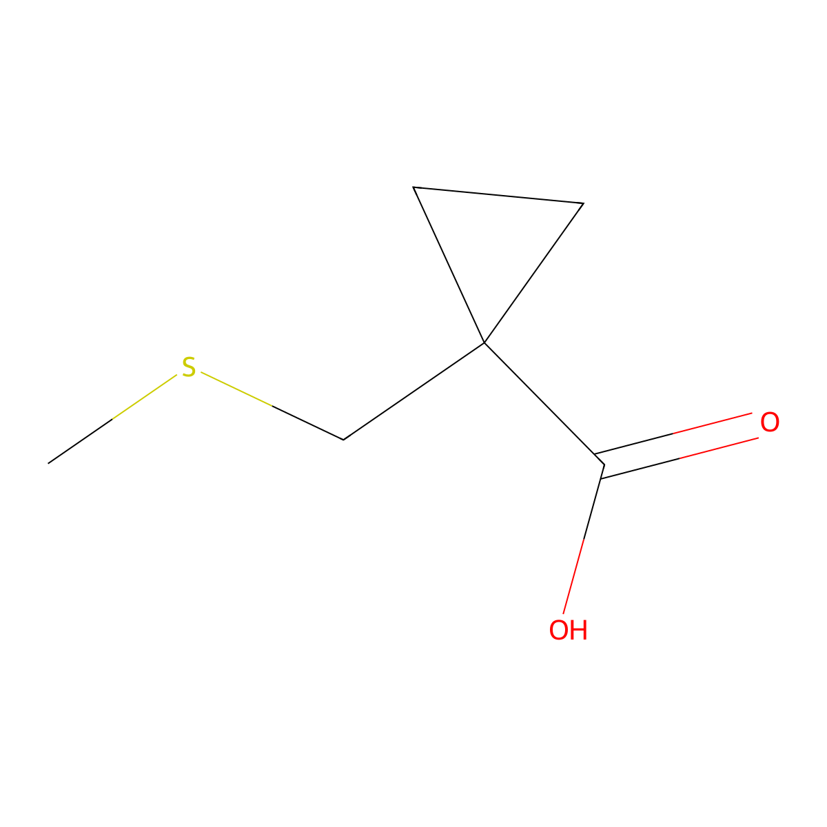 1-[(Methylsulfanyl)methyl]cyclopropane-1-carboxylic acid molecular structure, CAS 1361150-25-5