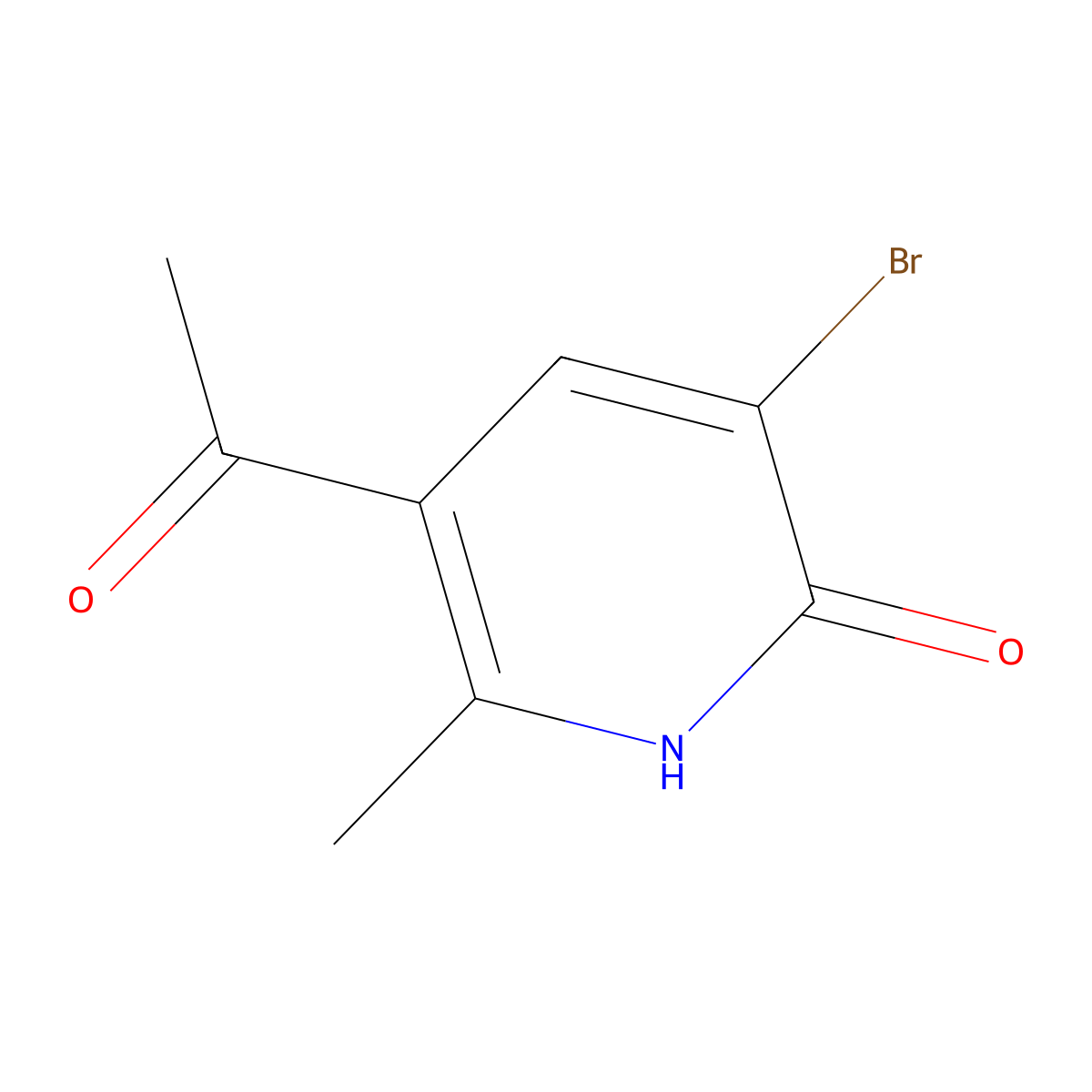5-Acetyl-3-bromo-6-methylpyridin-2(1H)-one molecular structure, CAS 136117-46-9