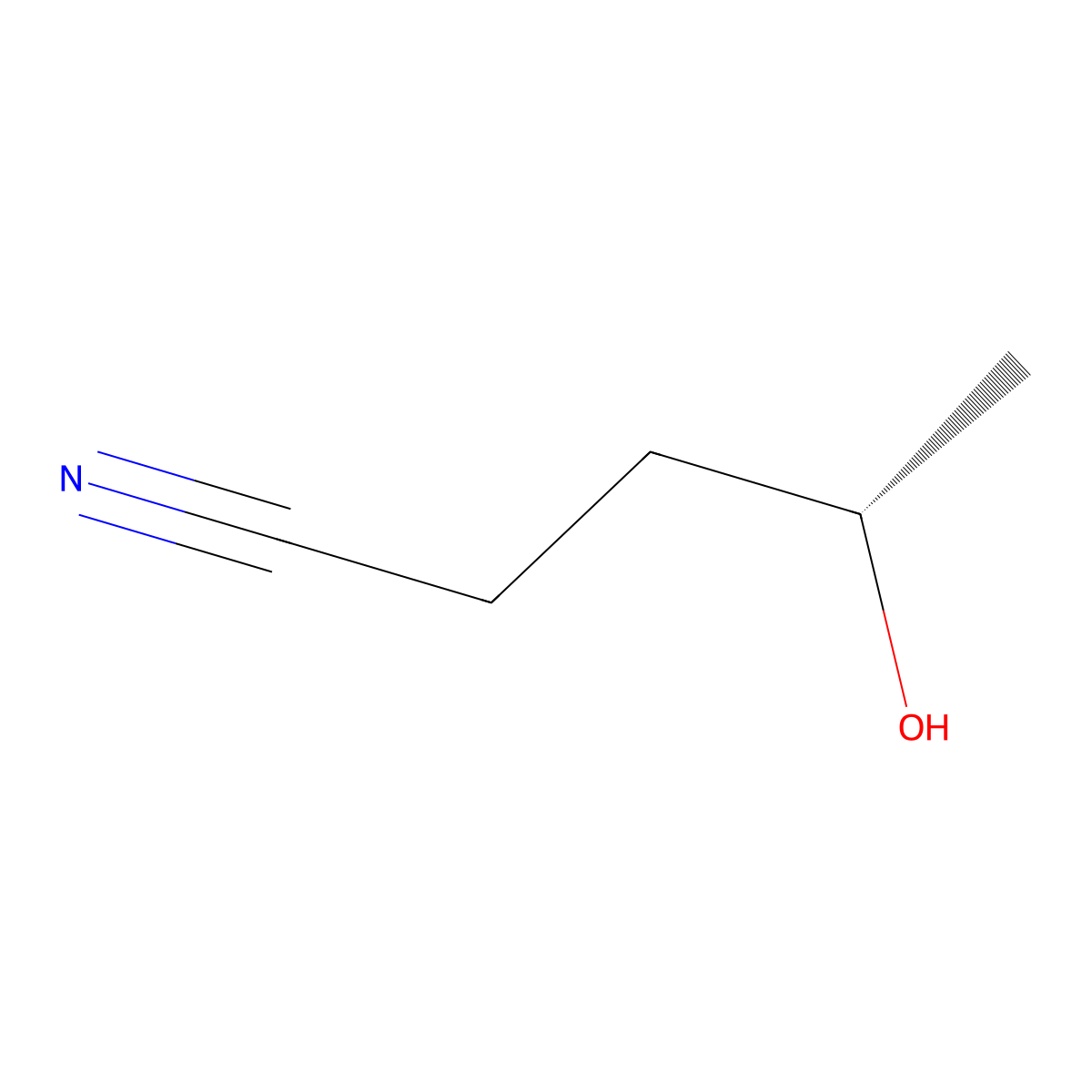 (4S)-4-hydroxypentanenitrile molecular structure, CAS 136118-31-5