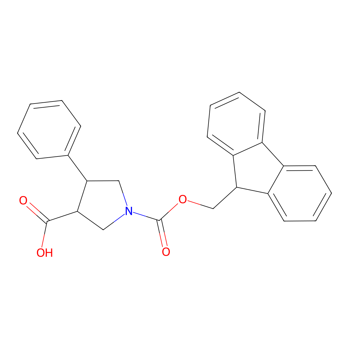 rac-(3R,4S)-1-{[(9H-fluoren-9-yl)methoxy]carbonyl}-4-phenylpyrrolidine-3-carboxylic acid molecular structure, CAS 1361197-86-5