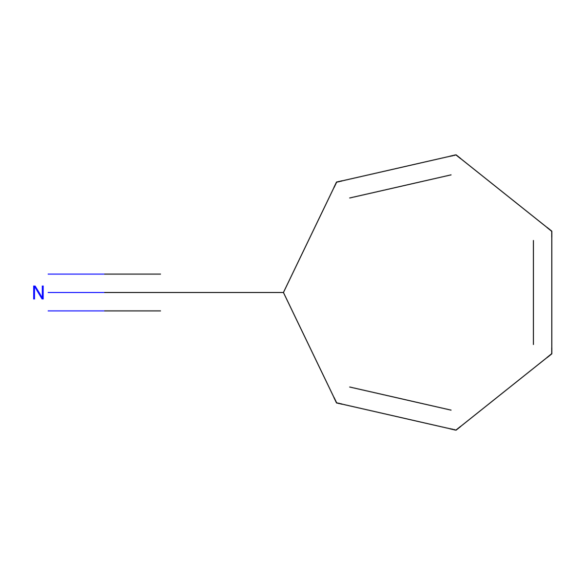 2,4,6-Cycloheptatriene-1-carbonitrile molecular structure, CAS 13612-59-4
