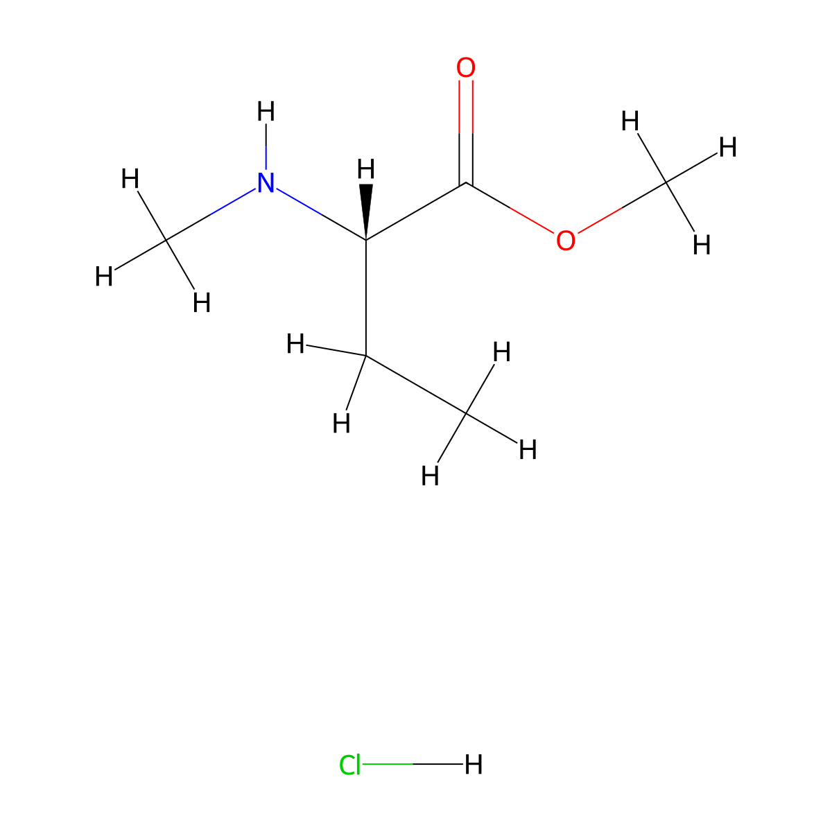 methyl (2S)-2-(methylamino)butanoate hydrochloride molecular structure, CAS 136120-69-9
