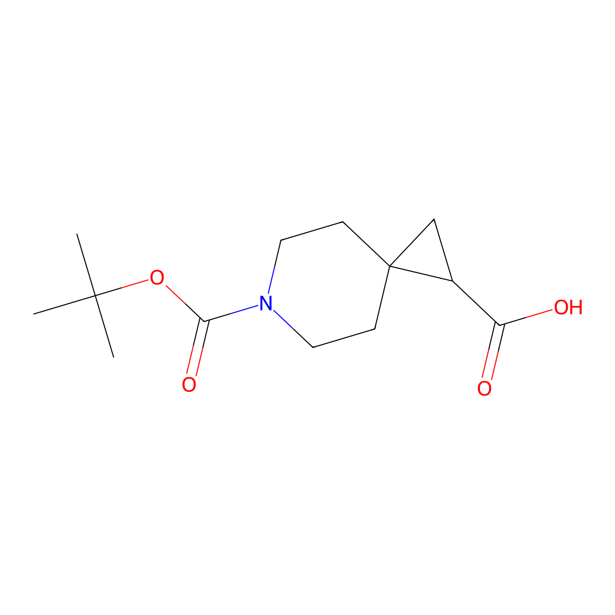 (R)-6-(Tert-butoxycarbonyl)-6-azaspiro[2.5]octane-1-carboxylic acid molecular structure, CAS 1361202-54-1