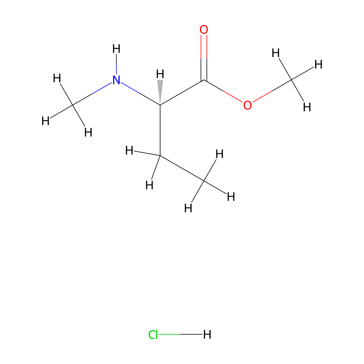 methyl (2R)-2-(methylamino)butanoate hydrochloride molecular structure, CAS 136121-09-0
