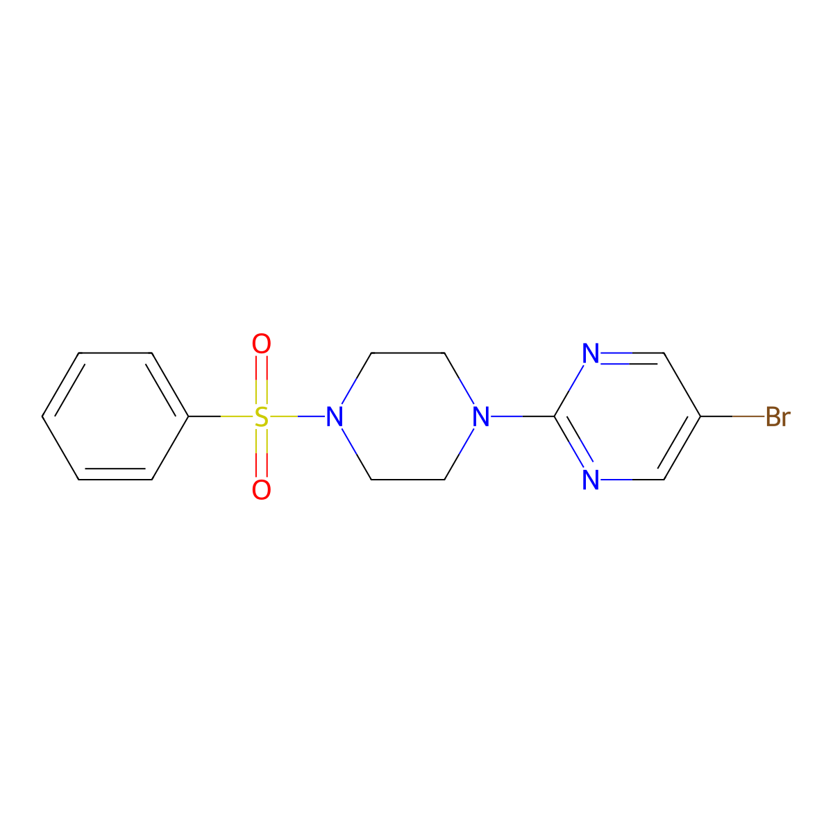 5-Bromo-2-(4-(phenylsulfonyl)-1-piperazinyl)pyrimidine molecular structure, CAS 1361216-12-7