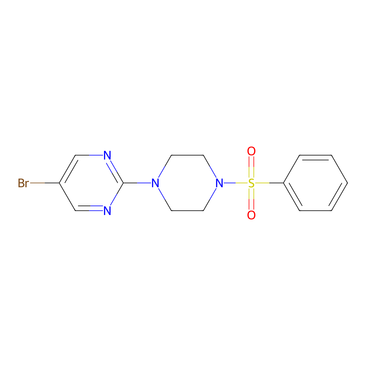 5-Bromo-2-(4-(phenylsulfonyl)-1-piperazinyl)pyrimidine molecular structure, CAS 1361216-12-7