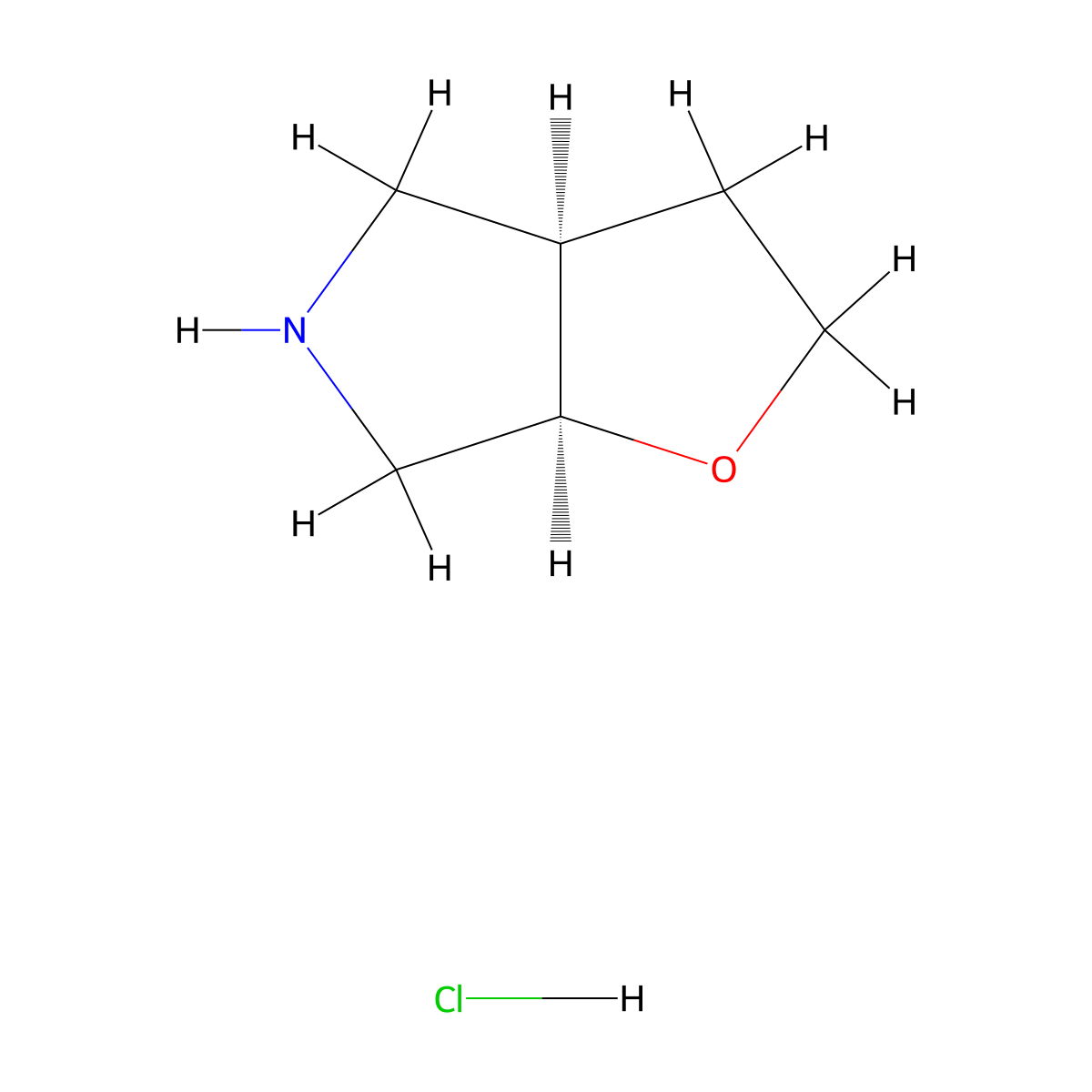 rac-(3aR,6aR)-hexahydro-2H-furo[2,3-c]pyrrole hydrochloride molecular structure, CAS 1361220-22-5