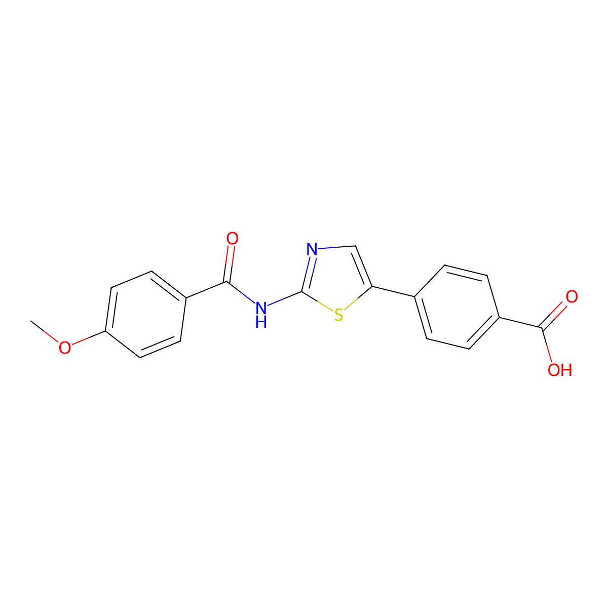 4-[2-[(4-Methoxyphenyl)carbonylamino]-1,3-Thiazol-5-Yl]benzoic Acid molecular structure, CAS 1361229-76-6