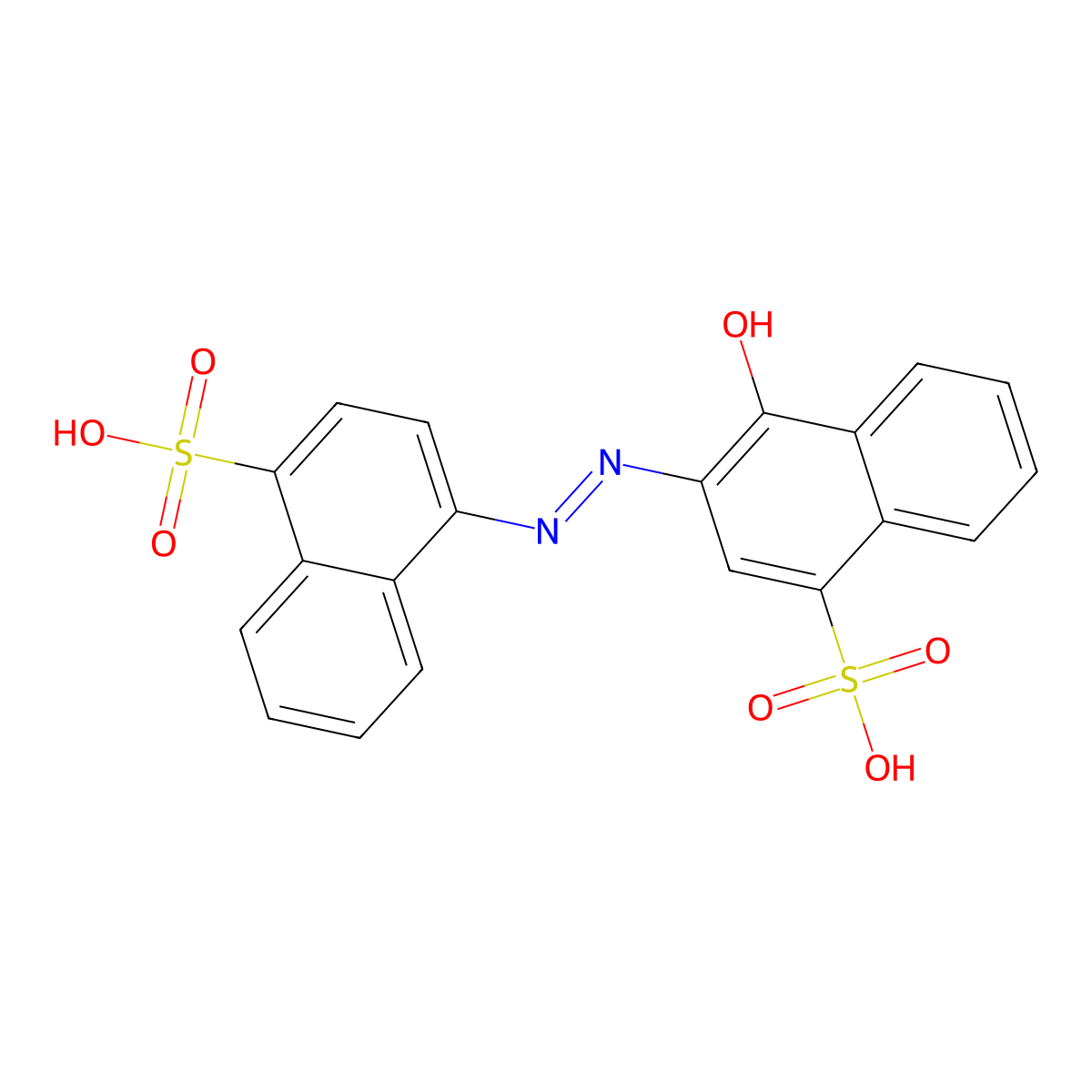 4-Hydroxy-3-((4-sulpho-1-naphthyl)azo)naphthalene-1-sulphonic acid molecular structure, CAS 13613-55-3