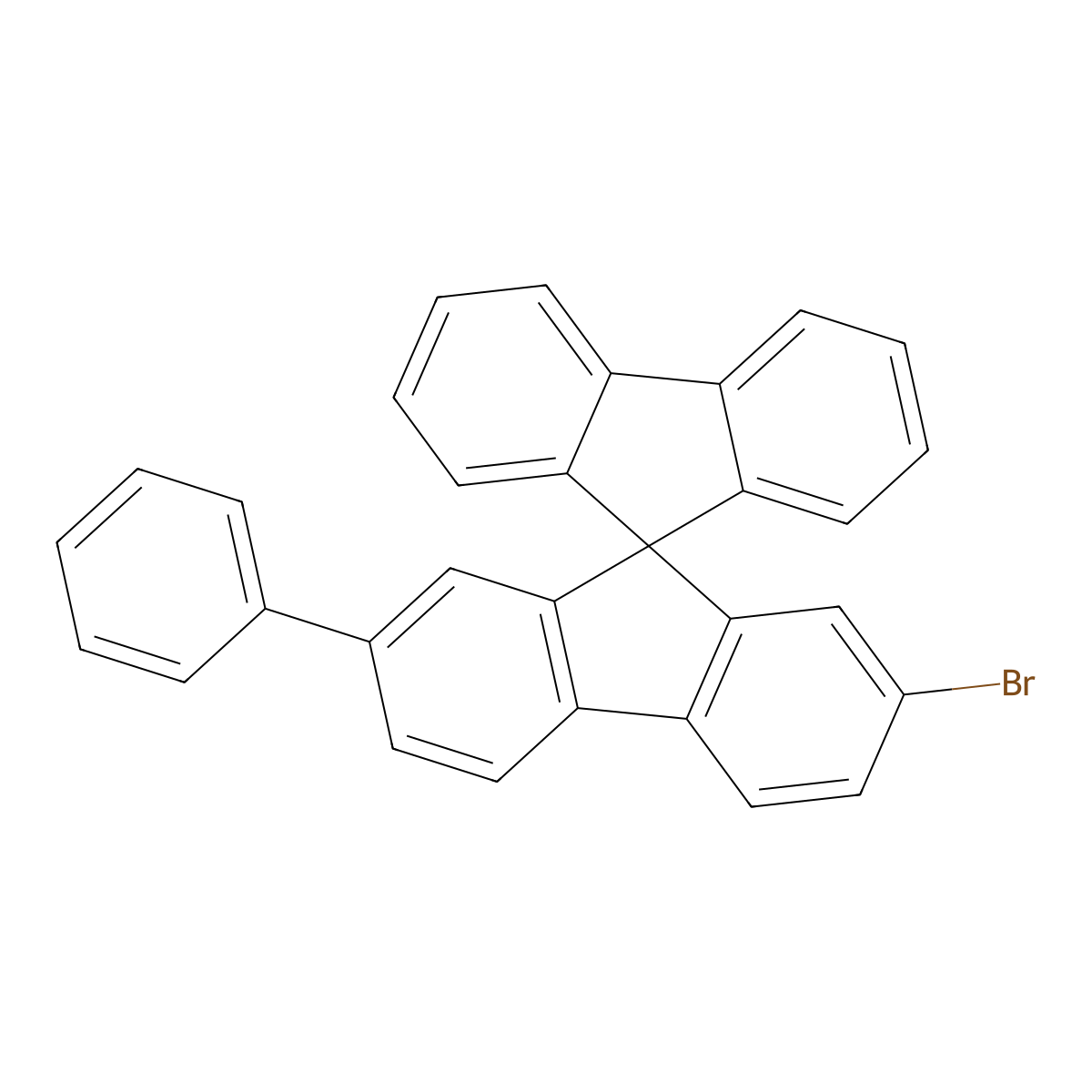 2-Bromo-7-phenyl-9,9'-spirobi[9H-fluorene] molecular structure, CAS 1361305-36-3