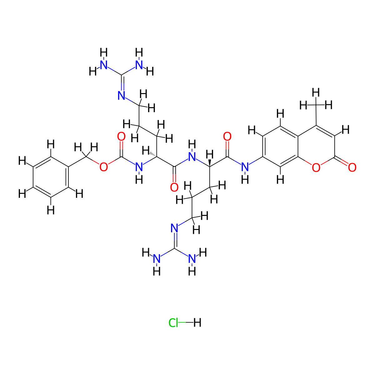 Z-Arg-Arg-7-Amido-4-methylcoumarin hydrochloride molecular structure, CAS 136132-67-7