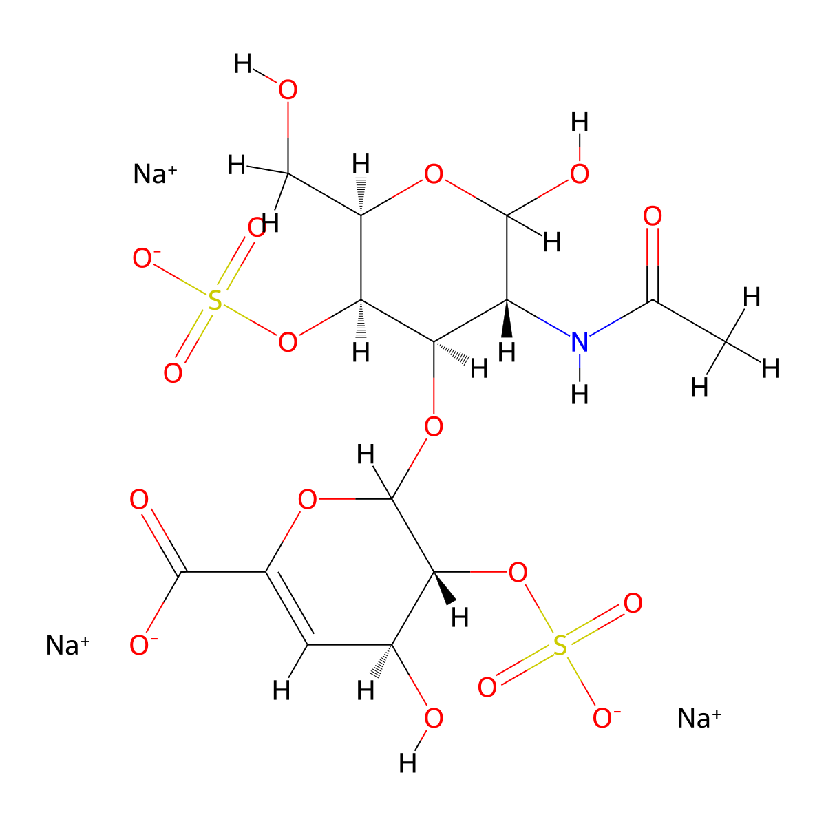 Chondroitin disaccharide di-diSB trisodium salt molecular structure, CAS 136132-71-3