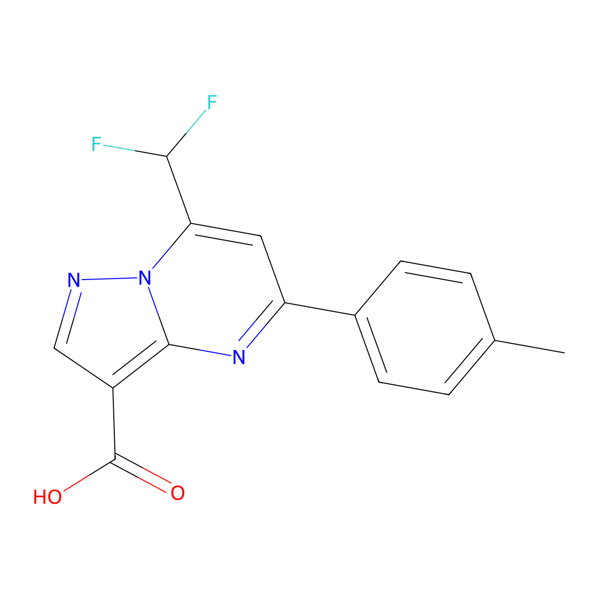 7-(Difluoromethyl)-5-(p-tolyl)pyrazolo[1,5-a]pyrimidine-3-carboxylic acid molecular structure, CAS 1361328-72-4