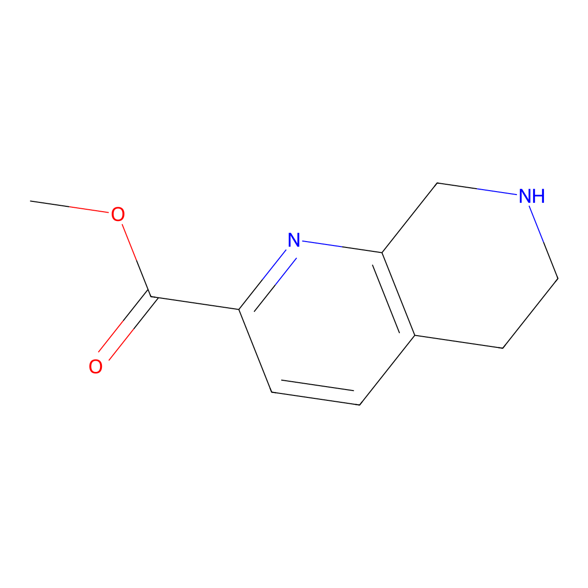 Methyl 5,6,7,8-tetrahydro-1,7-naphthyridine-2-carboxylate molecular structure, CAS 1361381-37-4