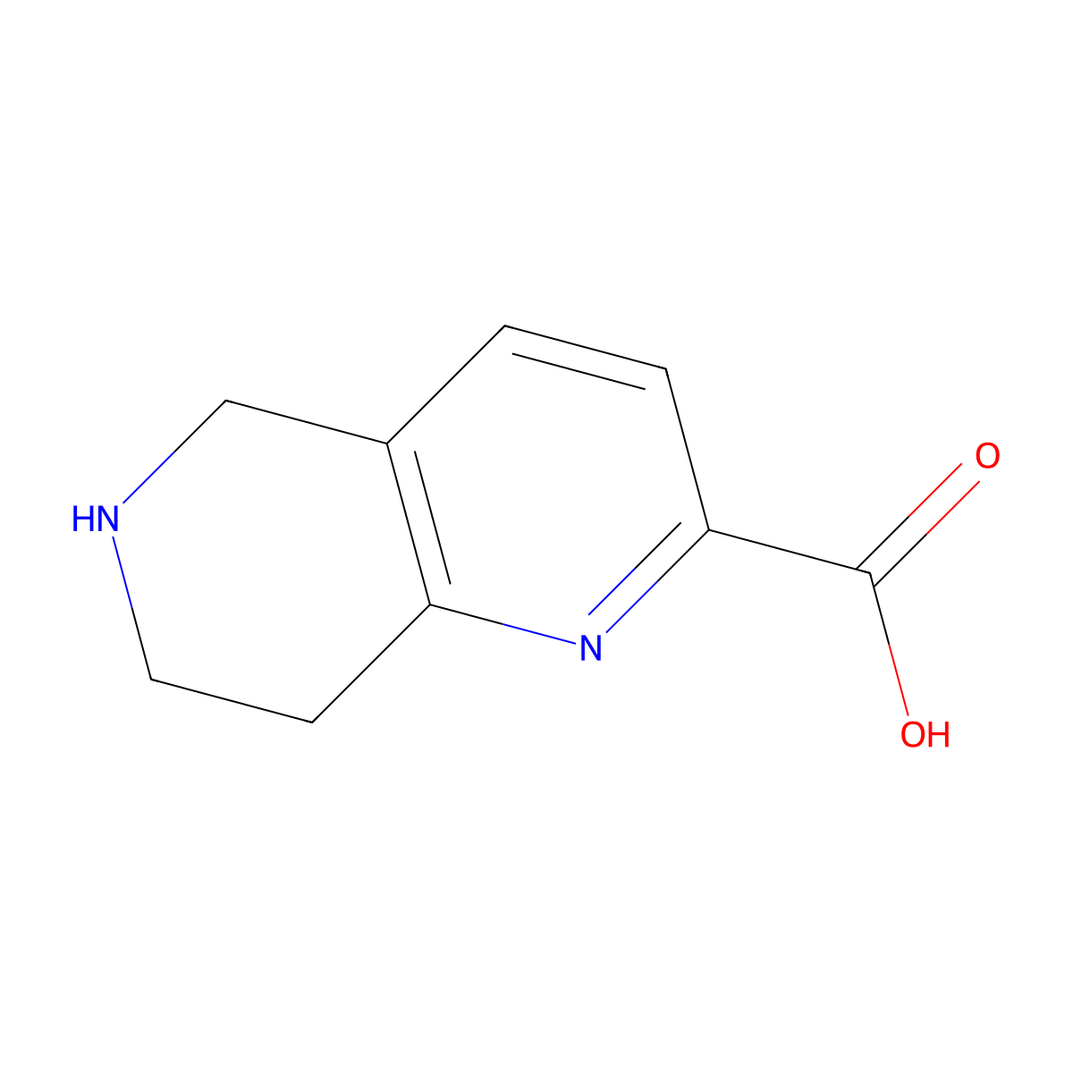 5,6,7,8-Tetrahydro-1,6-naphthyridine-2-carboxylic acid molecular structure, CAS 1361381-50-1