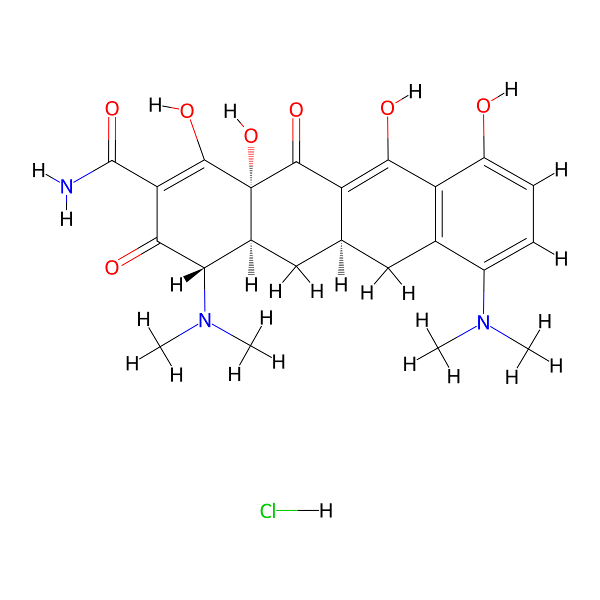 Minocycline hydrochloride molecular structure, CAS 13614-98-7