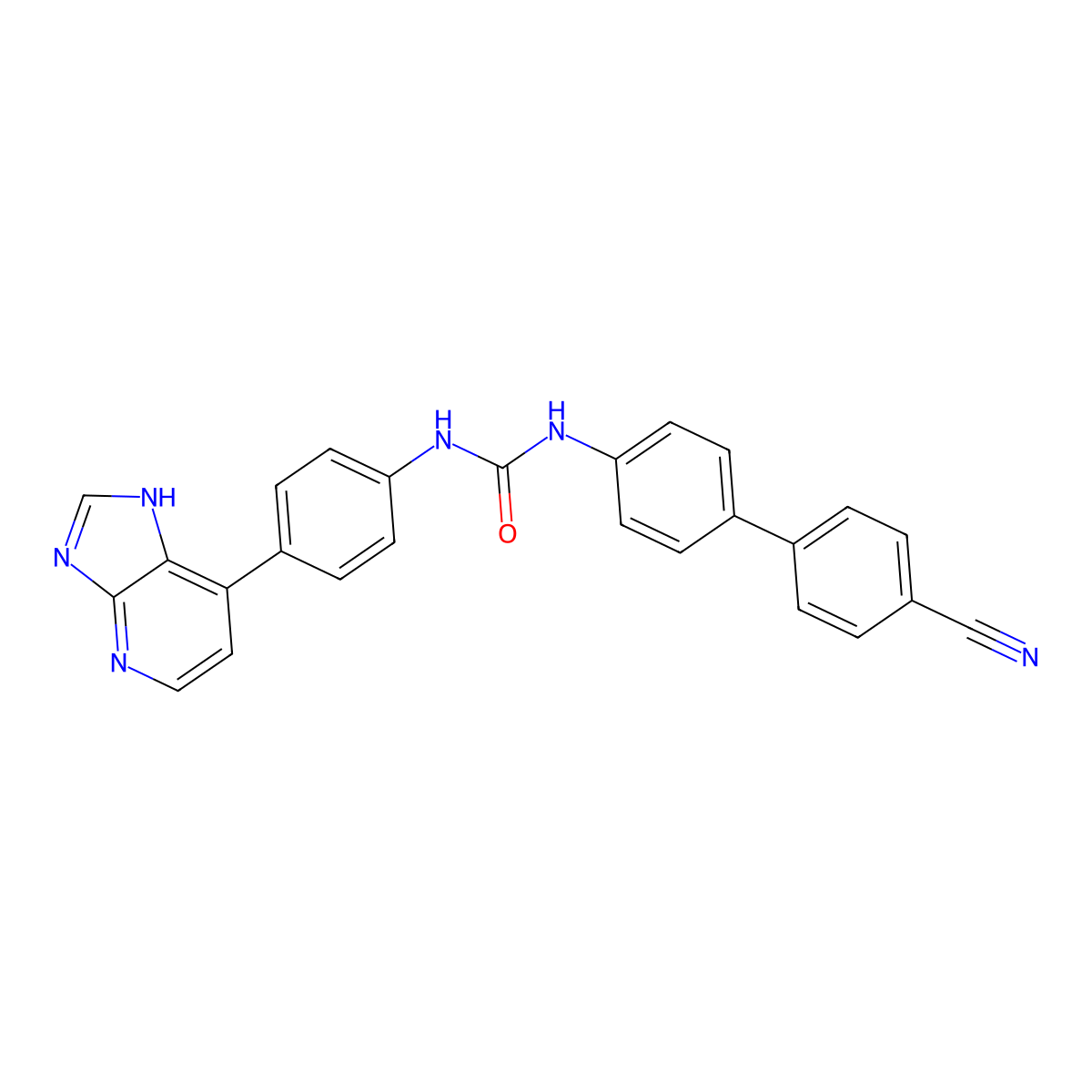 N-(4'-Cyano[1,1'-biphenyl]-4-yl)-N'-[4-(3H-imidazo[4,5-b]pyridin-7-yl)phenyl] Urea molecular structure, CAS 1361414-26-7