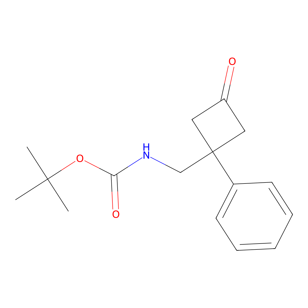 tert-Butyl ((3-oxo-1-phenylcyclobutyl)methyl)carbamate molecular structure, CAS 1361416-40-1