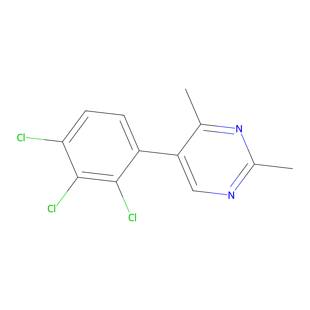 2,4-Dimethyl-5-(2,3,4-trichlorophenyl)pyrimidine molecular structure, CAS 1361474-39-6