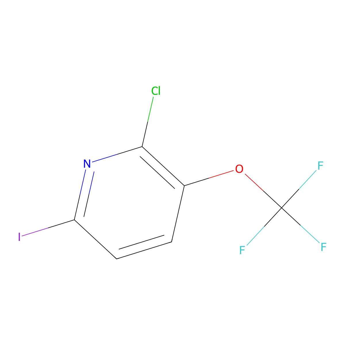 2-Chloro-6-iodo-3-(trifluoromethoxy)pyridine molecular structure, CAS 1361496-09-4