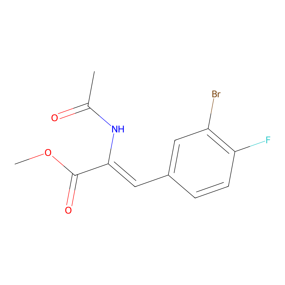 methyl (2Z)-3-(3-bromo-4-fluorophenyl)-2-acetamidoprop-2-enoate molecular structure, CAS 1361513-61-2