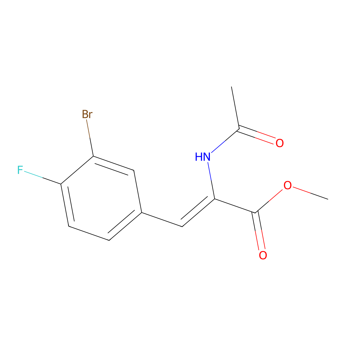 methyl (2Z)-3-(3-bromo-4-fluorophenyl)-2-acetamidoprop-2-enoate molecular structure, CAS 1361513-61-2